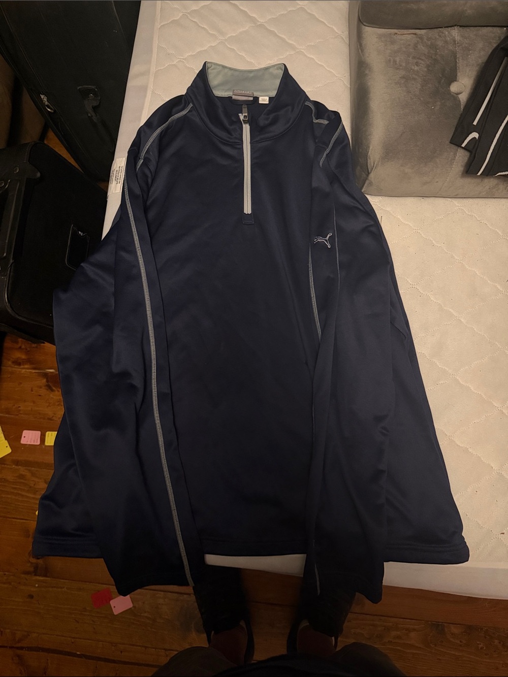 Puma Men’s Navy Half-Zip Jacket with Gray Trim
